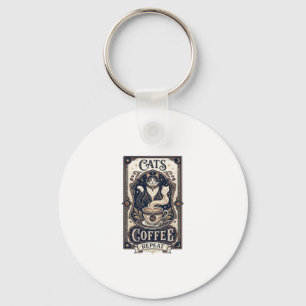 Katzen Kaffee Wiederholung Katze Kaffee Vintage Ve Schlüsselanhänger