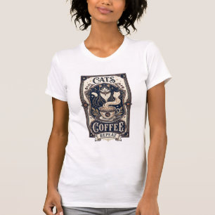 Katzen Kaffee Wiederholung Katze Kaffee Vintage Ve T-Shirt