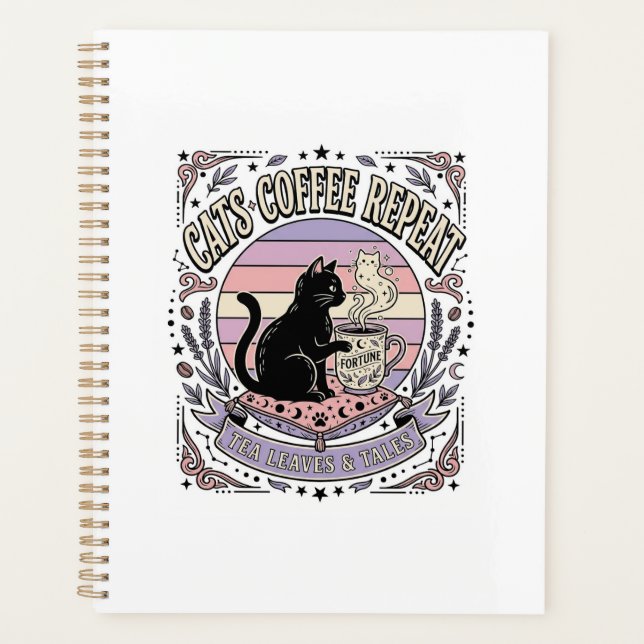 Katzen Kaffee Wiederholung Katze Tee Blätter Kaffe Planer (Vorderseite)