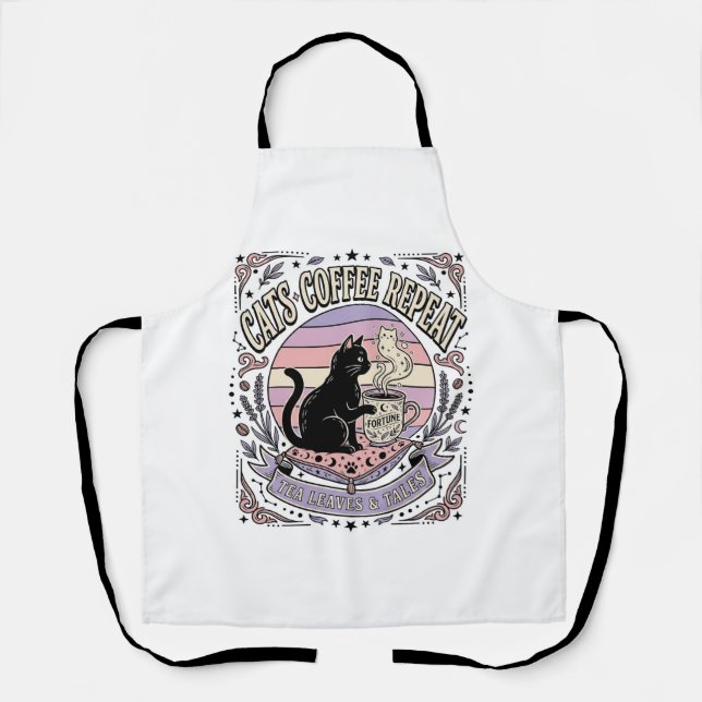 Katzen Kaffee Wiederholung Katze Tee Blätter Kaffe Schürze (Vorderseite)
