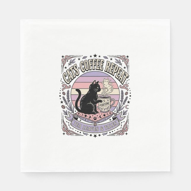 Katzen Kaffee Wiederholung Katze Tee Blätter Kaffe Serviette (Vorderseite)