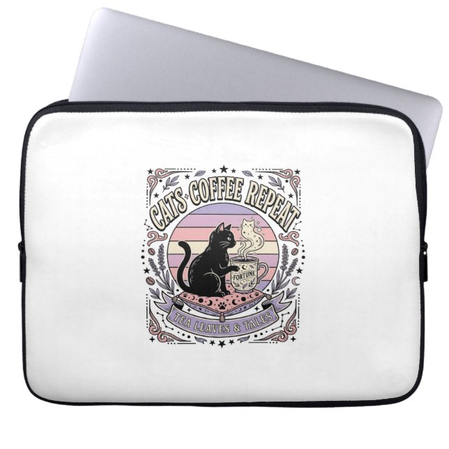 Katzen Kaffee Wiederholung Katze Teeblätter Kaffee Laptopschutzhülle (Vorderseite)