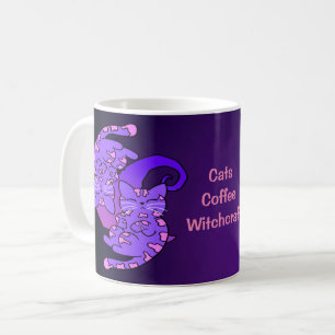 Katzen Kaffeekocher Gemini Retro Nebel Lila Kaffeetasse