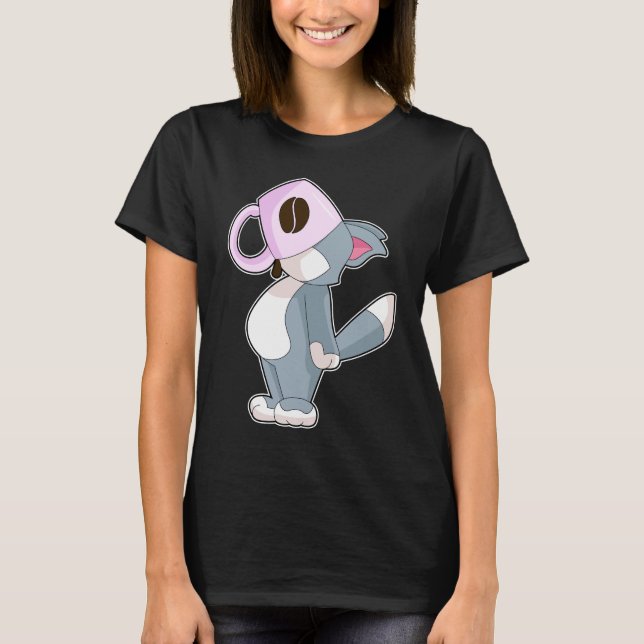 Katzen-Kaffeetasse T-Shirt (Vorderseite)