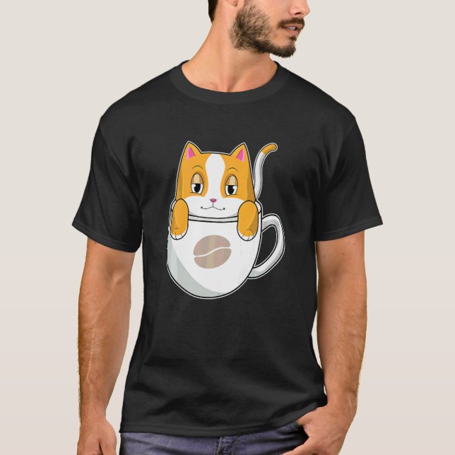 Katzen-Kaffeetasse T-Shirt (Vorderseite)