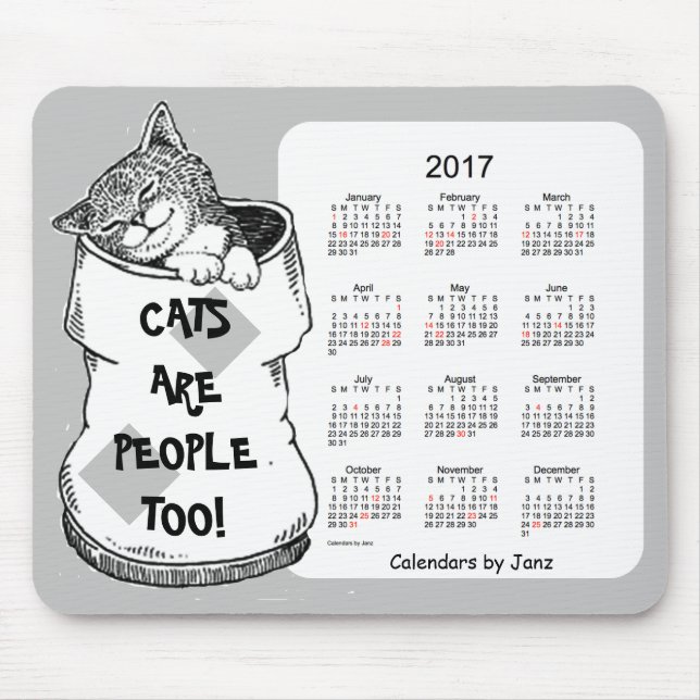 Katzen-Kalender 2017 durch Janz silberne Mousepad (Vorne)