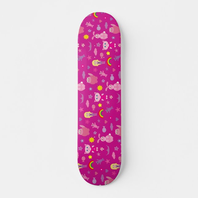 Katzen-Kaninchen-Regenbogen u. niedliches Material Skateboard (Vorne)