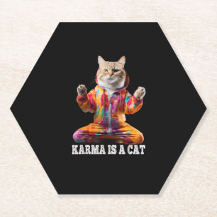 Katzen, Karma ist eine Katze, Yoga Sportkatze Untersetzer