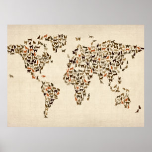 Katzen-Karte der Weltkarte Poster