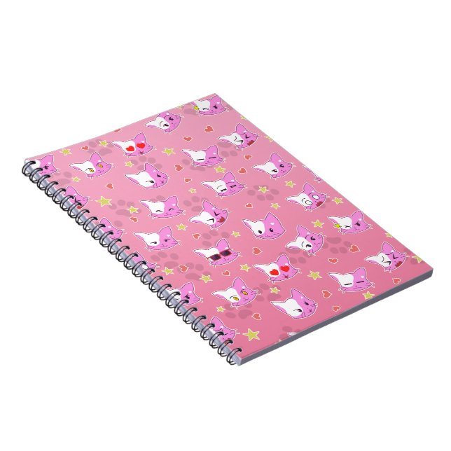 Katzen - Kätzchen - Comickatzen Muster Design  Notizblock (Rechte Seite)