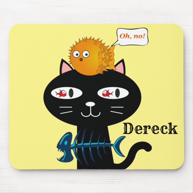 Katzen Kätzchen Maus Pad! Fischknochen Mousepad (Vorne)