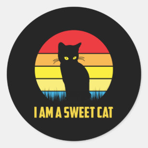 Katzen Katze Katzenkätzchen Vintage Retro Geschenk Runder Aufkleber