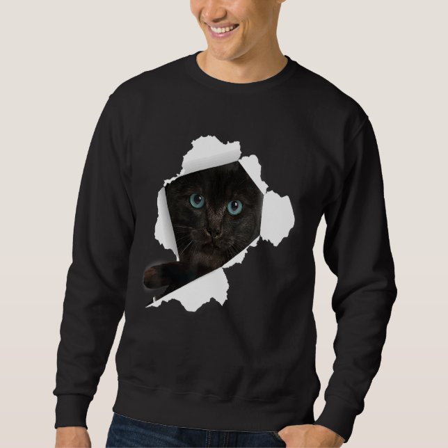 Katzen Katzen Blackcats Torn Cloud Kitten Sweatshirt (Vorderseite)