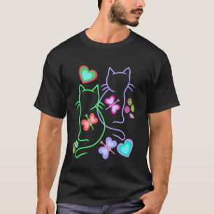 Katzen Katzen Kinder Kinder Blumen Herz Herzen B T-Shirt