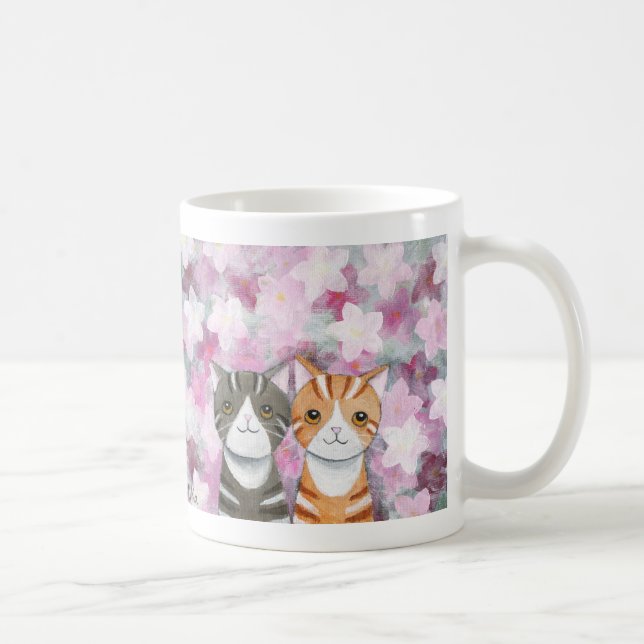 Katzen-Kirschblüten-Tasseniedliche Kaffeetasse (Rechts)