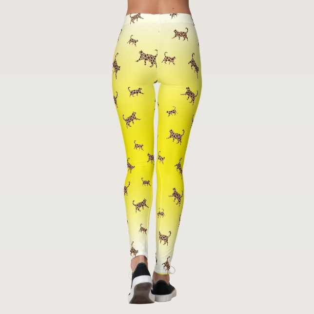 Katzen Kitty Leopard Hautmuster gelb gradiant Le Leggings (Rückseite)
