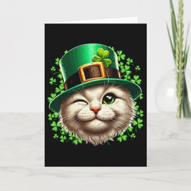 Katzen-Kobold-Hut St. Patricks Day Kätzchen Kleebl Karte (Vorderseite)