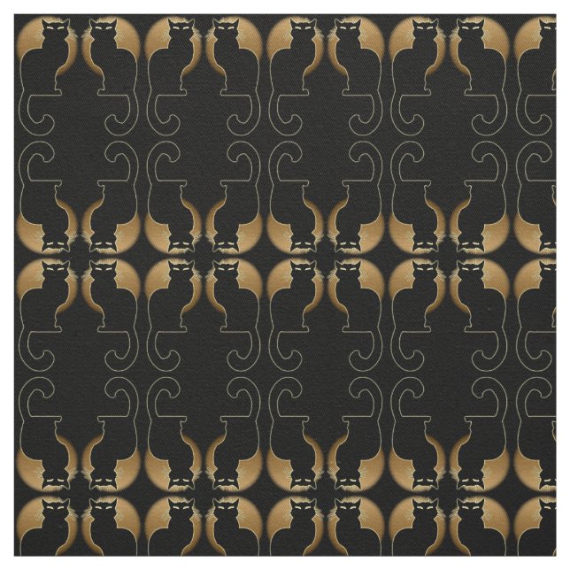 Katzen-Kunst-Gewebe-schwarze Stoff (Muster)