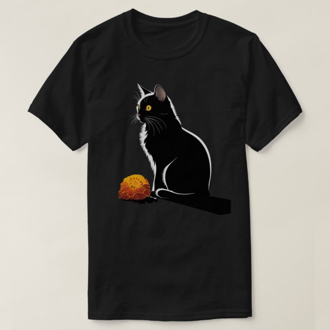 Katzen Kunstwerk - Blume Art Kat Motif Tierkatze T-Shirt (Design vorne)