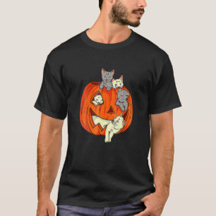 Katzen-Kürbis geschnitzt Jack O Lantern Katze Hall T-Shirt