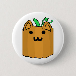 Katzen-Kürbis-Halloween-Aufkleber Button