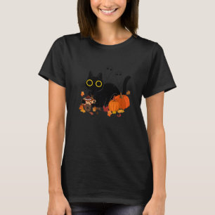 Katzen-Kürbisse-Herbst-Thanksgiving-Halloween-Kost T-Shirt
