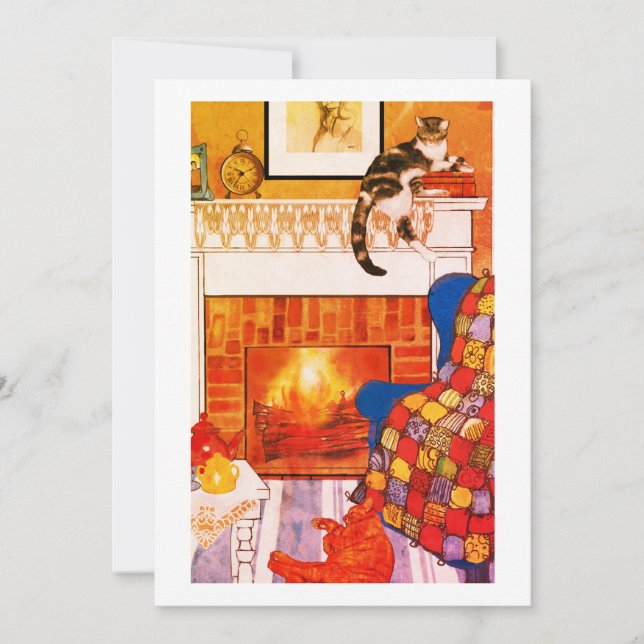 Katzen Kuschelszene Leere Notizkarte Dankeskarte (Vorderseite)