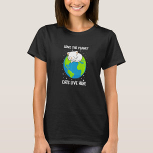 KATZEN LEBEN HIER RETTE DEN PLANETEN Katzenmotiv T-Shirt