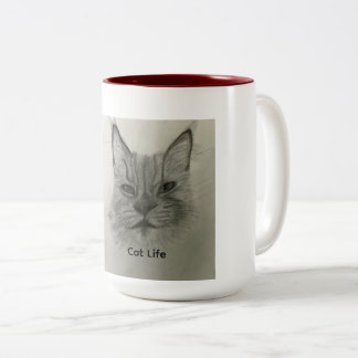 Katzen-Leben-Tasse Zweifarbige Tasse