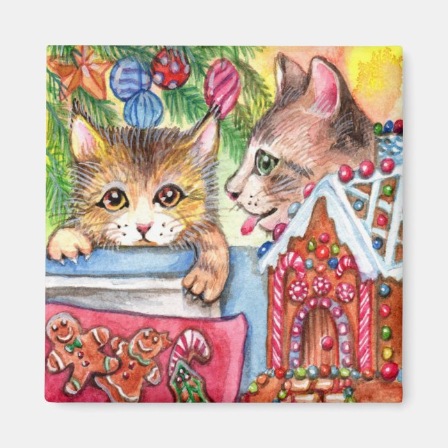 Katzen & Lebkuchen Cookies Magnet (Vorne)