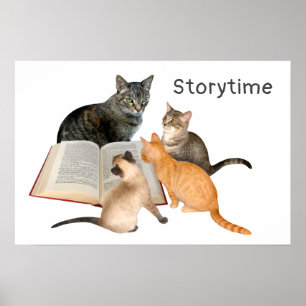 Katzen lesen Buchposter Poster