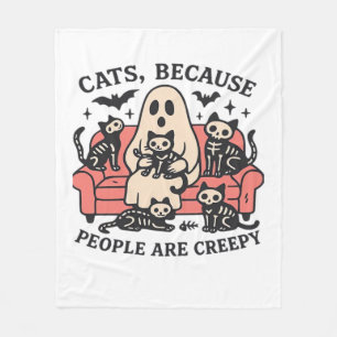 Katzen Leute sind gruselig Skelett Halloween T-Shi Fleecedecke