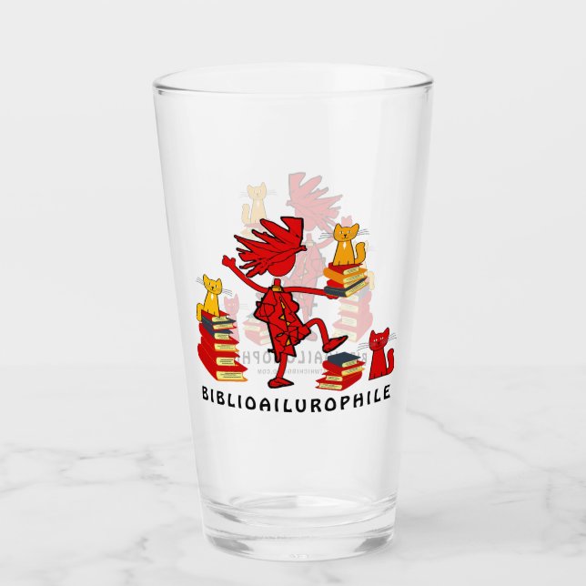 Katzen Liebe Bücher Glas (Vorderseite)