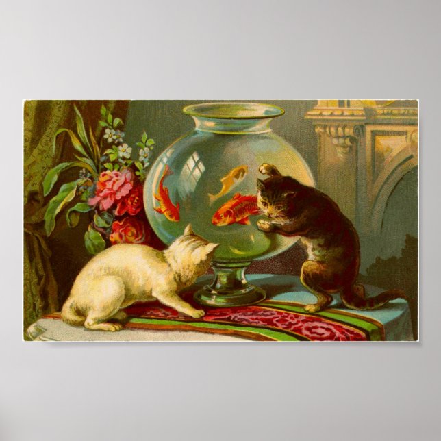 Katzen Liebe Fischsuppe Poster (Vorne)