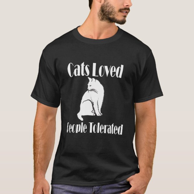 Katzen Liebe Menschen toleriert T Shirt für Katzen (Vorderseite)
