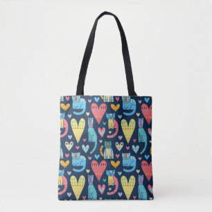 Katzen lieben: Farbige nahtlose Vintage-Muster