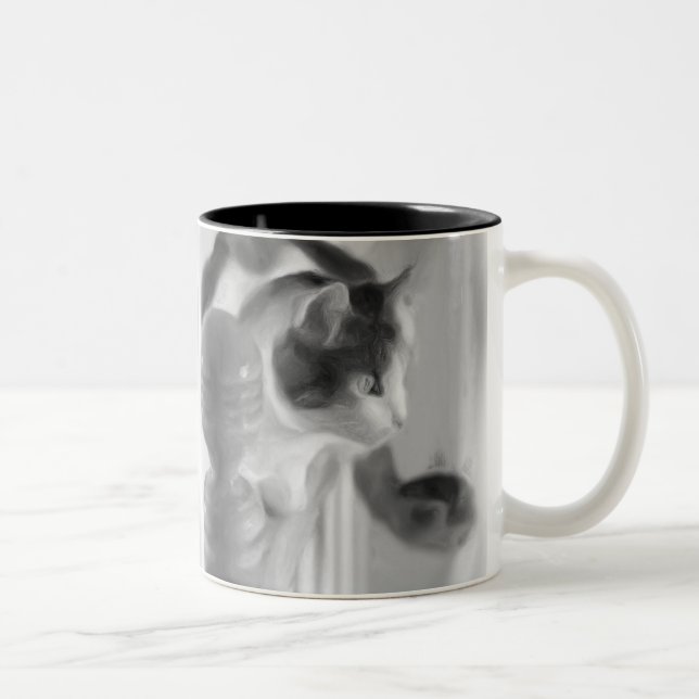 Katzen-Liebhaber-Kaffee-Tasse Zweifarbige Tasse (Rechts)
