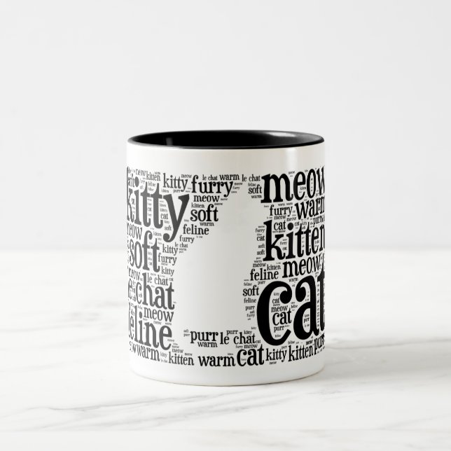 Katzen-Liebhaber-Wort-Kunst-Kaffee-Tasse im Zweifarbige Tasse (Mittel)