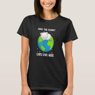 KATZEN LIVE HIER SPEICHERN DAS PLANET Cat Motiv De T-Shirt