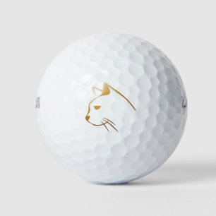 Katzen-Logo Katze Kopf Tiere Feline traurig Golfball