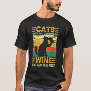 Katzen lösen Probleme Wein  Weinverkoster Vater  T-Shirt