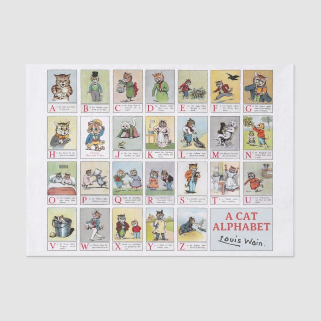 Katzen, Louis Wain (Farbwechsel im Hintergrund mög Seidenpapier (Vorderseite)