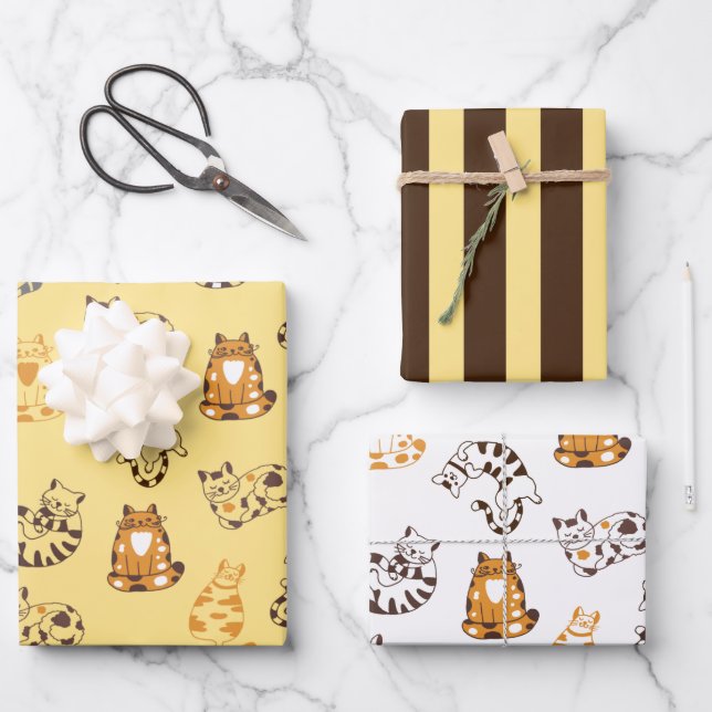 Katzen Loungen Wrapping Paper Set Geschenkpapier Set (Vorderseite)