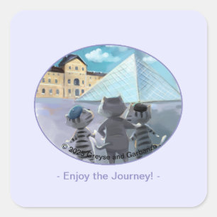 Katzen Louvre Paris - Genießen Square Aufkleber