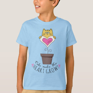 Katzen machen das Herz wachsen T-Shirt - Blau
