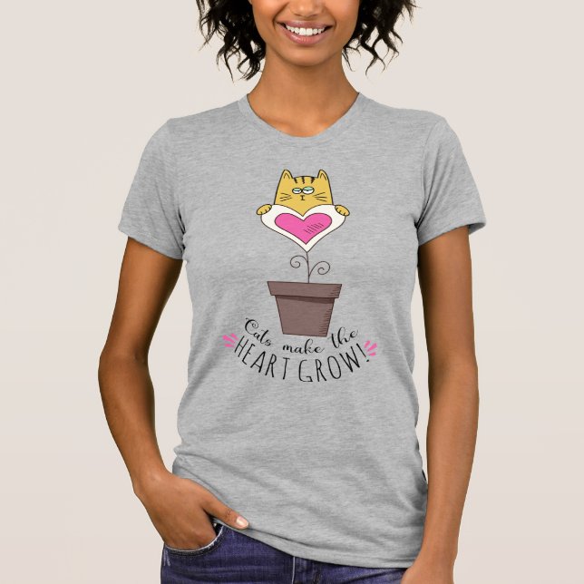 Katzen machen das Herz wachsen T-Shirt - Grau (Vorderseite)