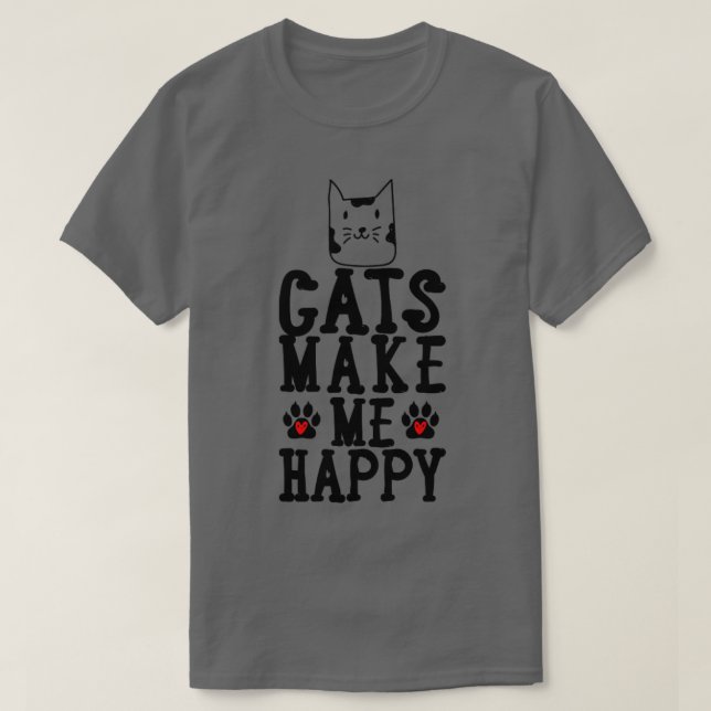 Katzen machen mich glücklich1 T-Shirt (Design vorne)