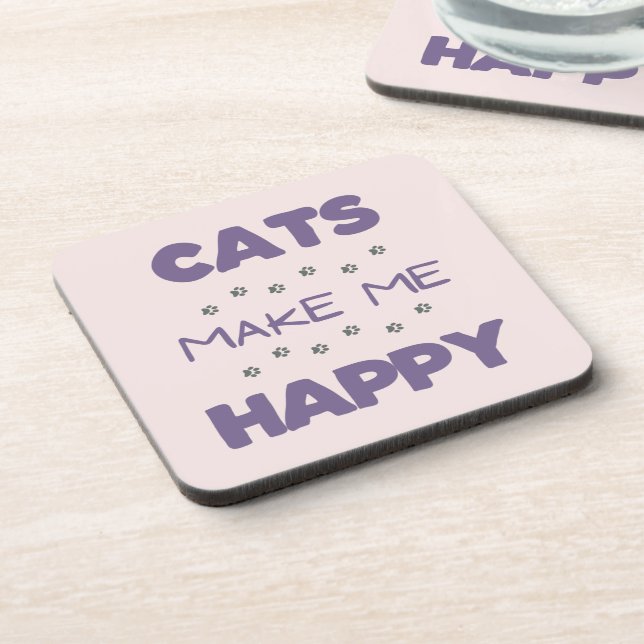 Katzen machen mich glücklich Hard Plastic Unterset Getränkeuntersetzer (Linke Seite)