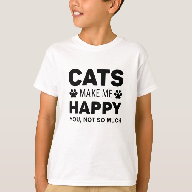 Katzen machen mich glücklich T-Shirt (Vorderseite)