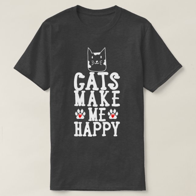 Katzen machen mich glücklich T-Shirt (Design vorne)